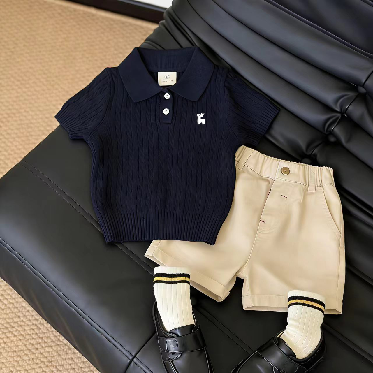 Koreanisches Dopamin Polo Shirt Mit College Pullover Set Für Kinder_voghion.com