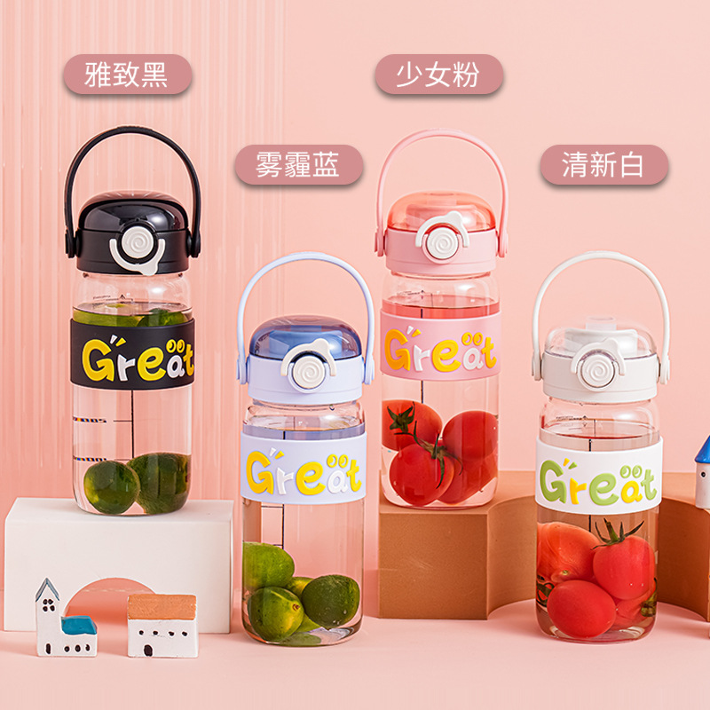 夏季便攜玻璃杯吸管杯辦公室新款小巧可愛帶提手水杯學生杯子批發