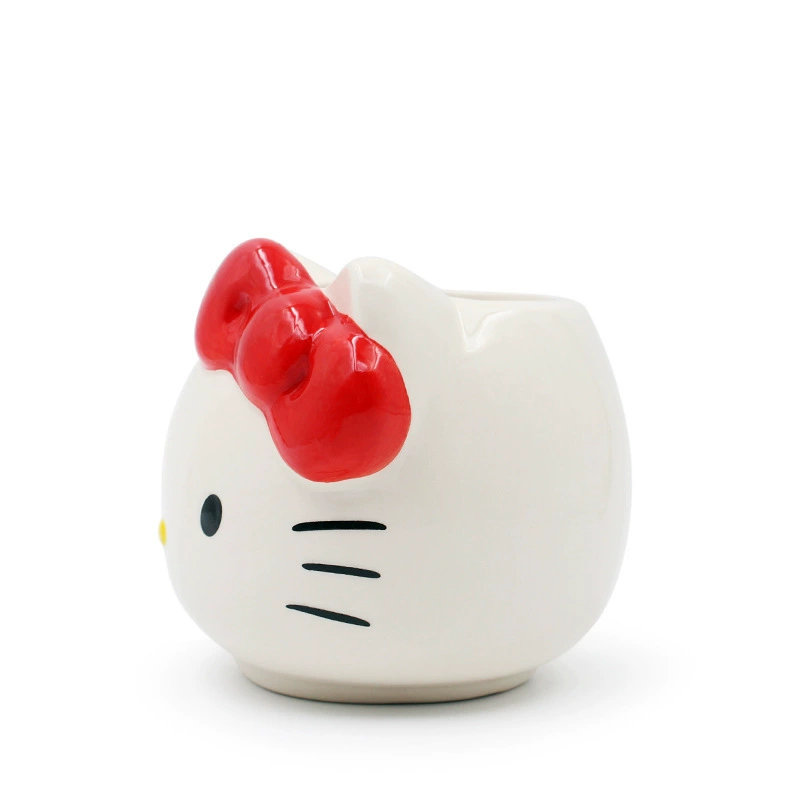 Кружка «Котик» (KT Cat), керамическая 450 мл, 3D ручка-бантик, детская мультяшная