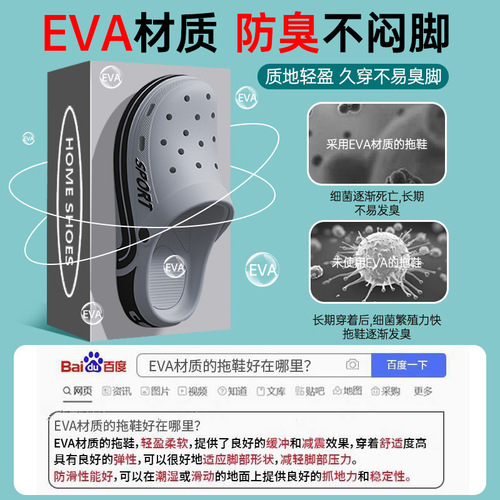 Eva Slides with Holes, Men's New Anti-Slip Silent Nurse Shoes for Summer Outdoor Wear, with Tread-Like Sensation and Cap Toe