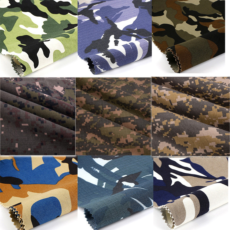200gsm 58 / 59 polialgodón mezcla de tela de impresión de ropa de camuflaje