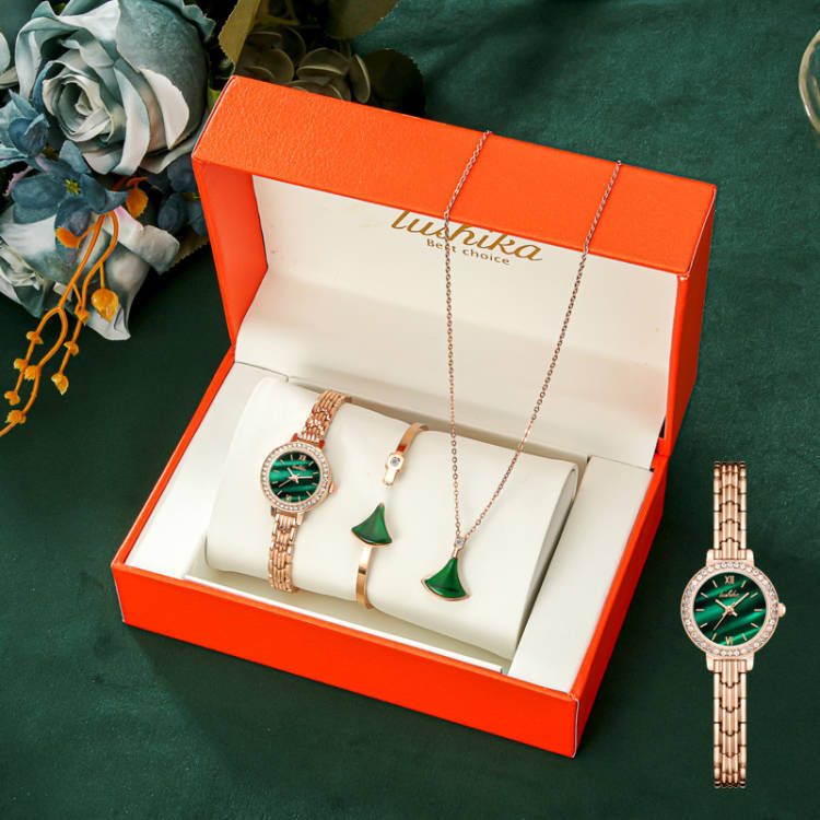 Eladó női karóra, népszerű kvarc kis arany óra ajándékdoboz szett, niche divatos gyémánt berakásos óra_voghion.com