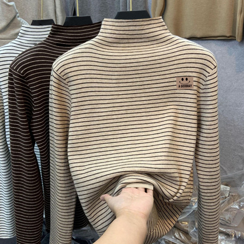 T2018 Unisex and Children's Fleece-Lined Thick Base Shirt Autumn/Winter Half-Neck Cashmere Long-Sleeve T-shirt Children's Inner Warm Top