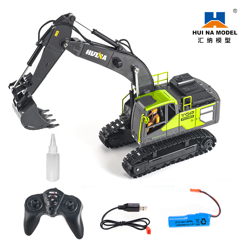 Vehículo de ingeniería de aleación de control remoto Huina excavadora camión de volcado bulldozer camión mezclador de cemento coche de juguetes eléctricos para niños