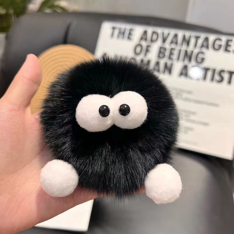 智贝主图_2可爱狐狸毛小煤球汽车钥匙扣挂件ins小精灵毛绒