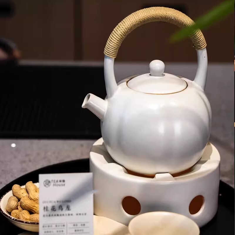 雲琳囲炉煮茶新中国式茶屋茶室陶磁器煮ティーポットろうそく保温提梁壺泡茶ソーダ釉薬|undefined