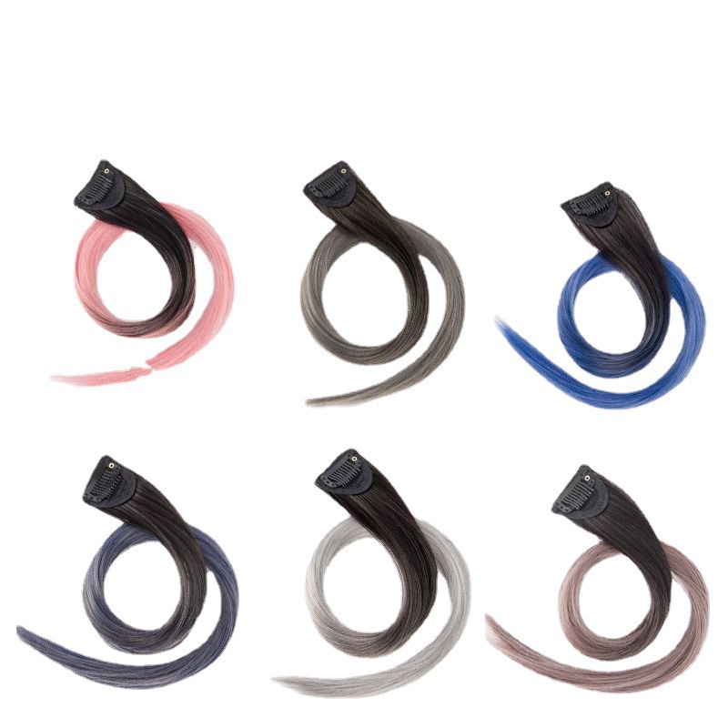 Gradiente orejas colgantes pelucón mujer verano pinch pelucón de color cabello largo extensión de cabello falso cabello colgante teñido pelucón