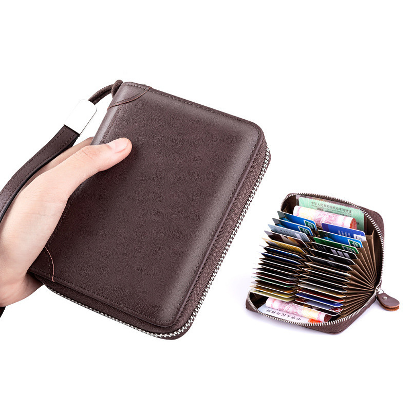 亚马逊新款男女钱包多卡槽拉链卡包多证位多容量短款漆面钱包
