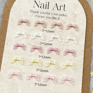 New Soft Rubber Bow Nail Art Accessories Stereo Versatile White Pink Silk Bow Tie Resin DIY Wearable Nail Accessories