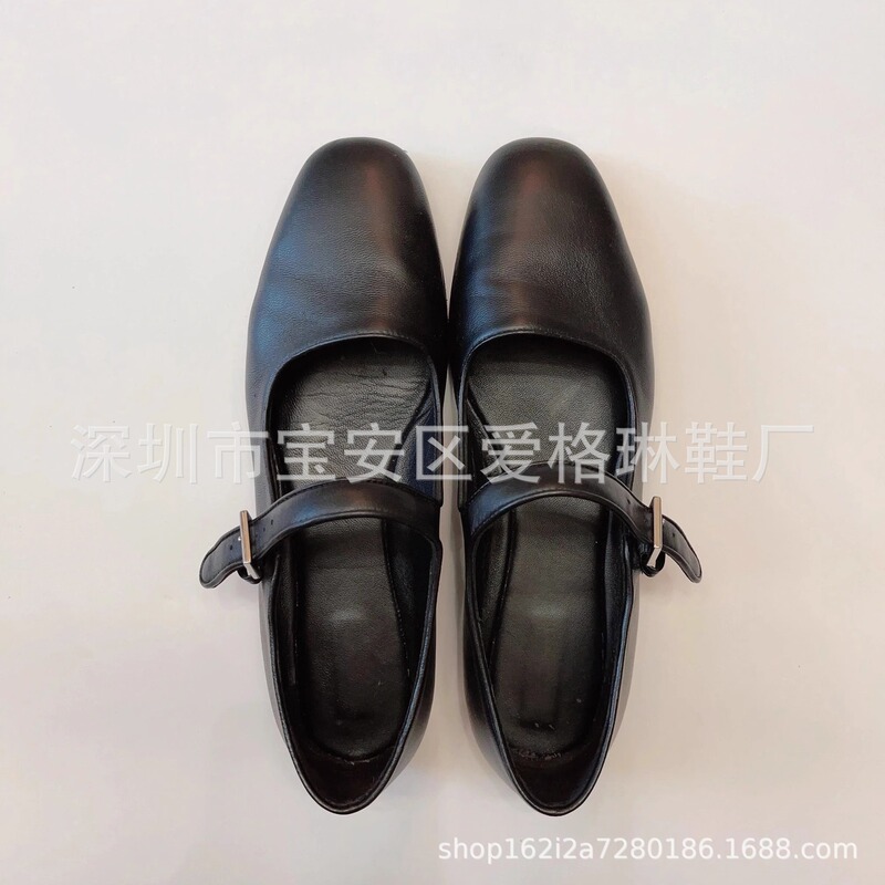 Taobao High-Heeled Shoes for Women, Spring and Autumn, Square Toe, Black French Mary Jane Shoes, Chunky Heel, Small Leather Shoes, Shallow Mouth, Fashionable Low Heel