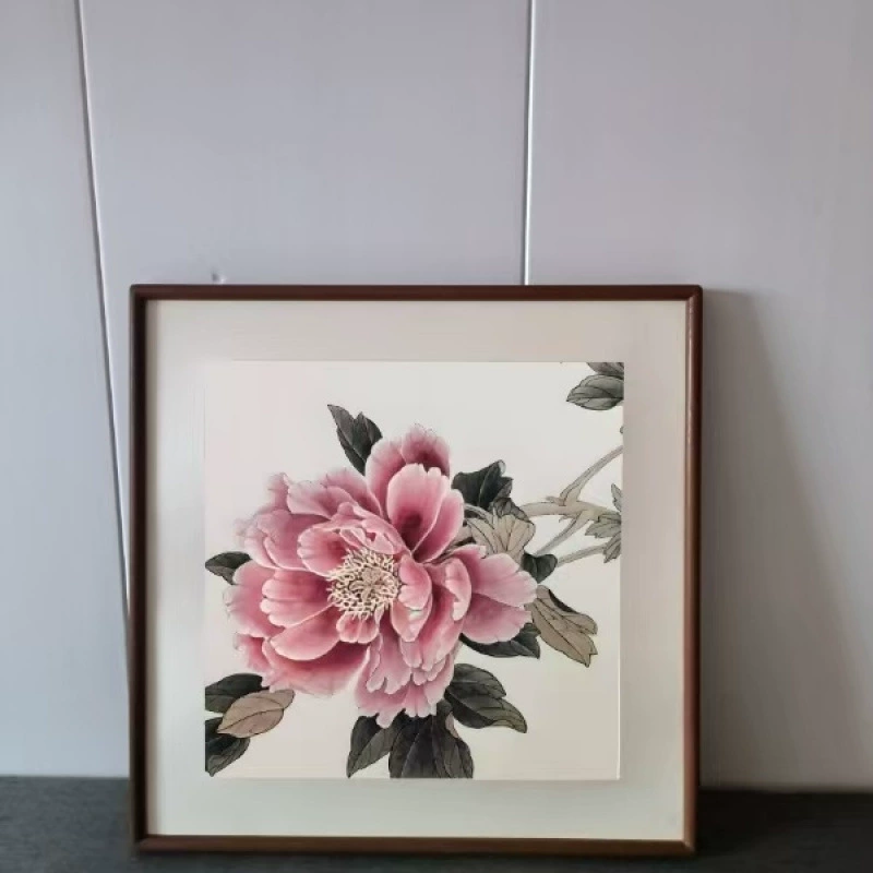 High-end solid wood mortise and tenon rounded corner picture frame Chinese painting calligraphy mounting living room study background wall