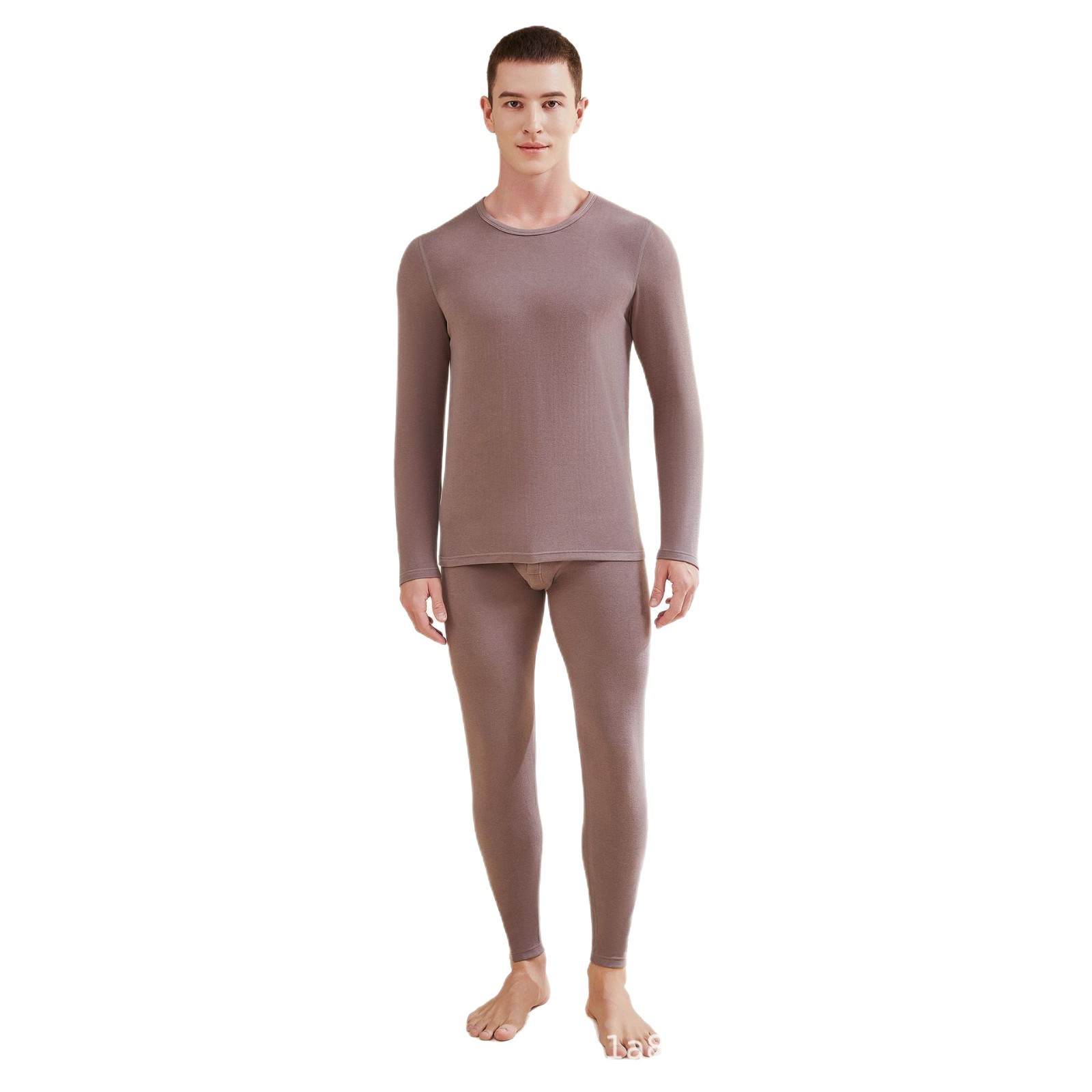 Spot nuevo traje térmico de fibra acrílica, pantalones de manga larga con cuello redondo para hombre, otoño e invierno, traje de ropa interior antibacteriana