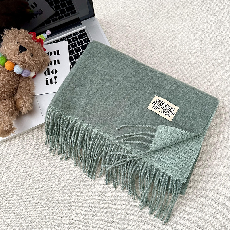 Otoño y invierno bufandas mujeres de imitación de cashmere de color sólido de alto nivel de sensación multifuncional engrosado alargado calentamiento bordas buñuelo al por mayor