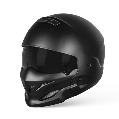 Scorpion Generation One Combination Helmet 3C/Dot Certified, Can Be Equipped with Bluetooth, Suitable for Motorcycles, Electric Vehicles, and Retro Helmets (Motosiklet kaskı (dəbilqə)) - matt-black-black-tea-m53-54cm