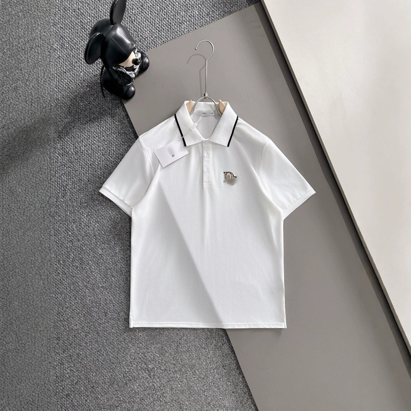 Cross-border foreign trade 26SS high-end collection of Dior, Gucci, and Prada with embroidered logo, men's short-sleeve polo shirt with a turn-down collar Cross-border foreign trade 26SS high-end collection of Dior, Gucci, and Prada with embroidered logo, men's short-sleeve polo shirt with a turn-down collar