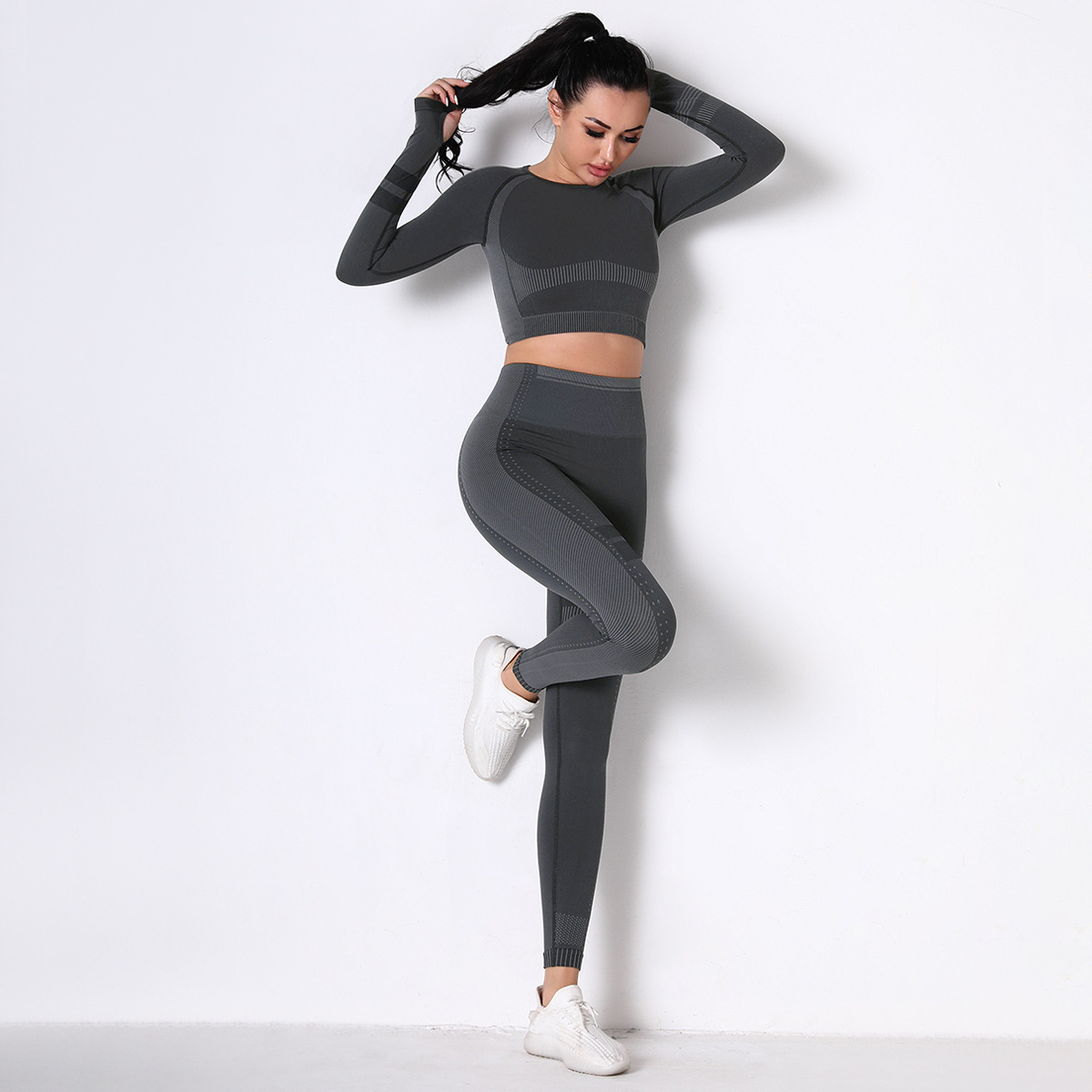 nihaostyle clothing wholesale sports tight-fitting running breathable set NSNS66943