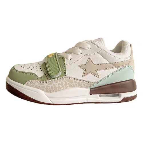  New National Trend Contrast Color Star Air Cushion Sports Shoes for Male Students, Versatile Trendy Light Basketball Running Shoes for Women