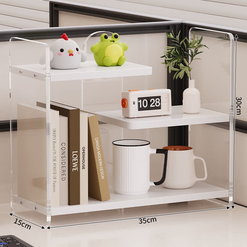Estantes de escritorio, cajas de almacenamiento de escritorio, estantes de tazas acrílicas multicapa multifuncionales, artefactos mágicos para la transformación de la estación de trabajo de chicas
