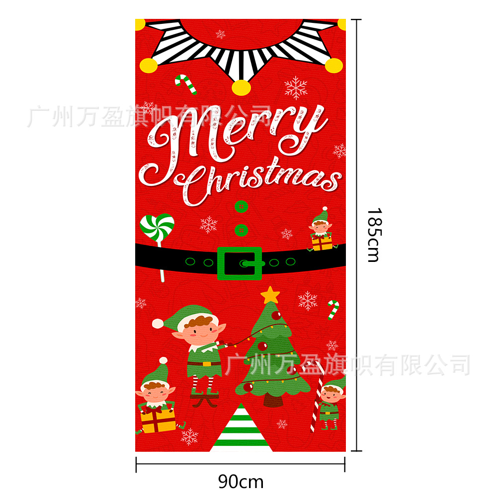 2025 nuevos productos de navidad cortina de bandera Santa Claus para ver la hoja de regalo decoración de tela colgante Bandera de bienvenida de Navidad