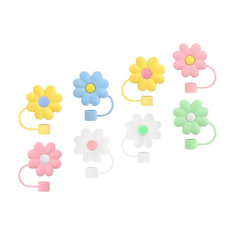 Cute Flower Silica Gel Straw Decorative Cap 1 Piece display picture 2