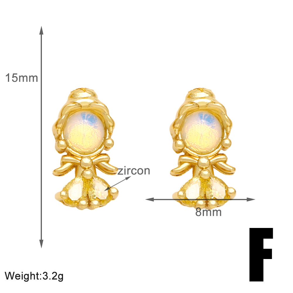 1 Pair Simple Style Cartoon Character Plating Copper 18K Gold Plated Drop Earrings display picture 8