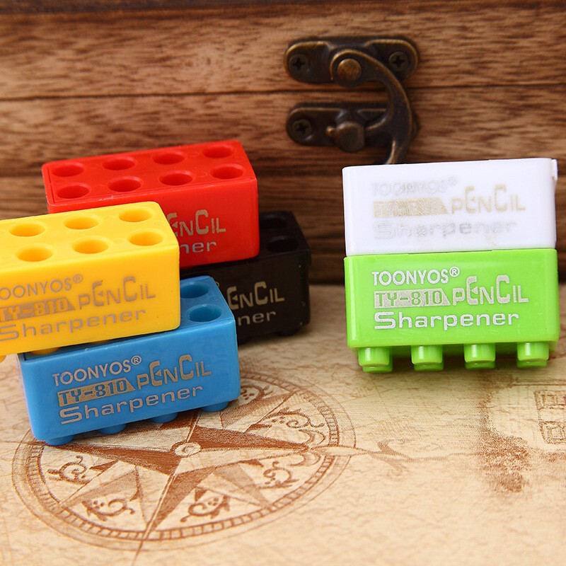 Building block pencil sharpener student stationery pencil sharpener candy color cartoon pencil sharpener gift prize stitching pencil sharpener