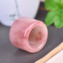 新疆天然金丝玉指环石英岩玉素面扳指紫罗兰直播会销礼品男女