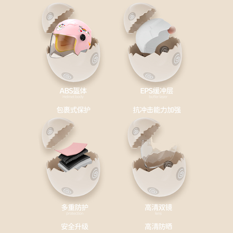 Casco de vehículo eléctrico para niños, estándar nacional, nuevo de fábrica, para niños y niñas, estudiantes, bebés, casco medio para todas las estaciones, casco de seguridad de invierno con dibujos animados