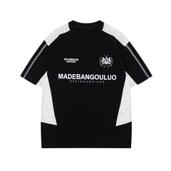 TKPA Fashion Brand Retro Couple's T-Shirts Trendy Color Block Letter Print Sporty Style Short-Sleeve T-Shirts for Men and Women - New Arrival