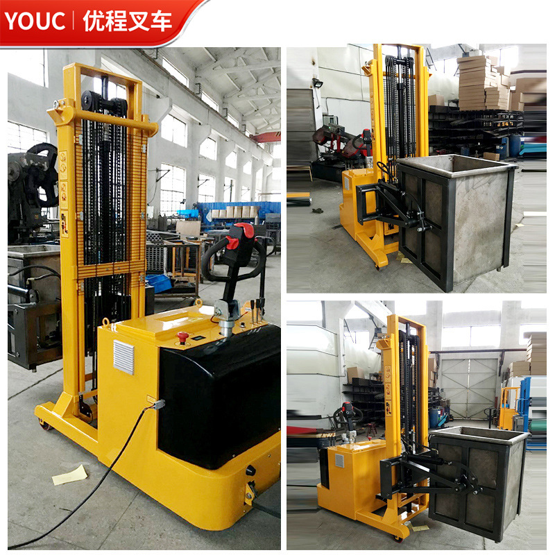 Vehículo de elevación eléctrica de Youcheng, camión de elevación de barril de aceite, camión de descarga de barril de hierro, camión de volcado eléctrico de barril de batería