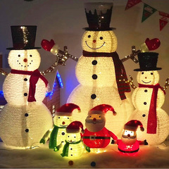クリスマス装飾品雪だるま透かし彫り大雪だるまled発光鉄芸デパート道具祝日シーン配置灯