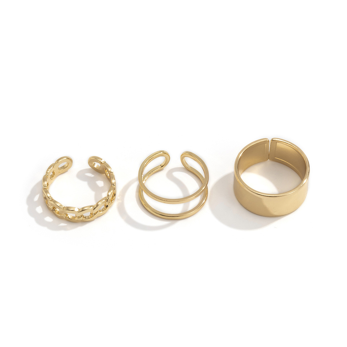 Simple Smooth Alloy Hollow Chain Open Combination Ring display picture 3
