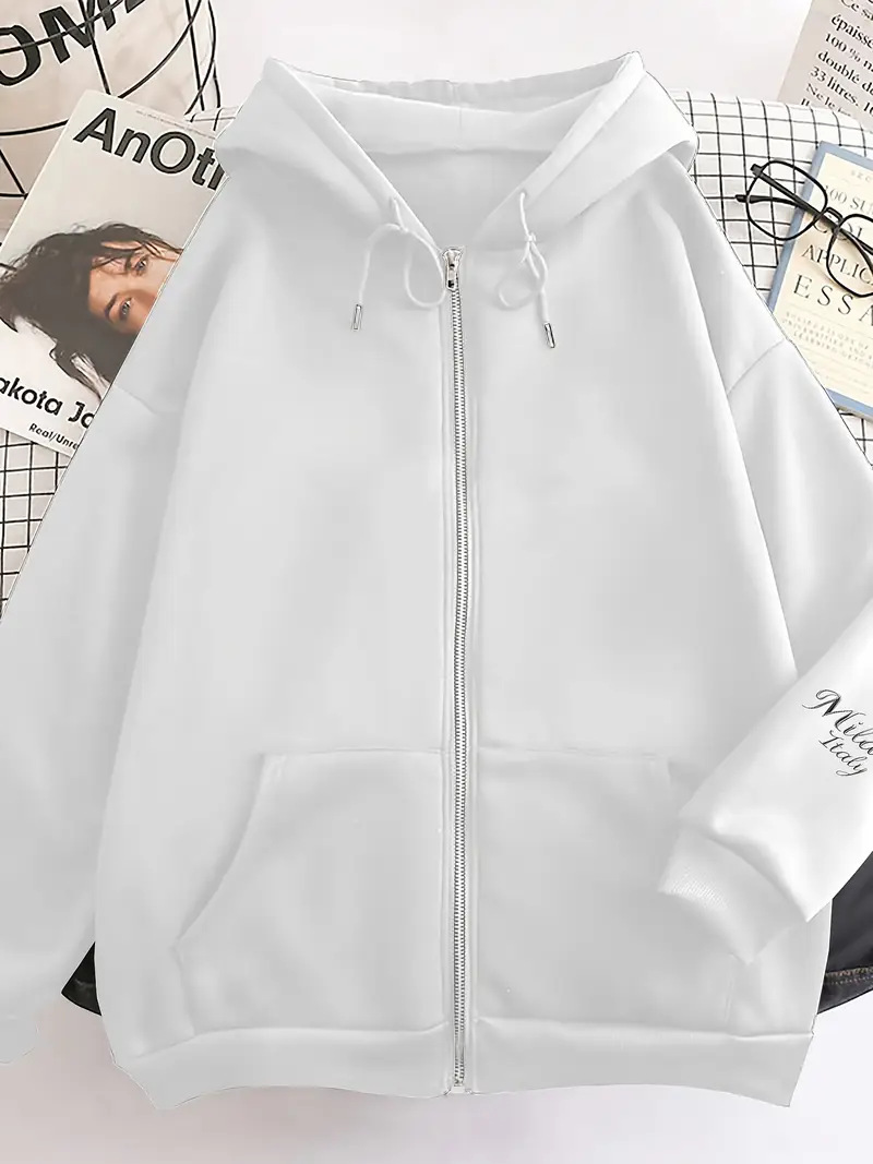 Women's Hooded Oversized Sweatshirt Jacket Print Design European American Style Fashion Fall Winter New Arrivals_ecoleips.com