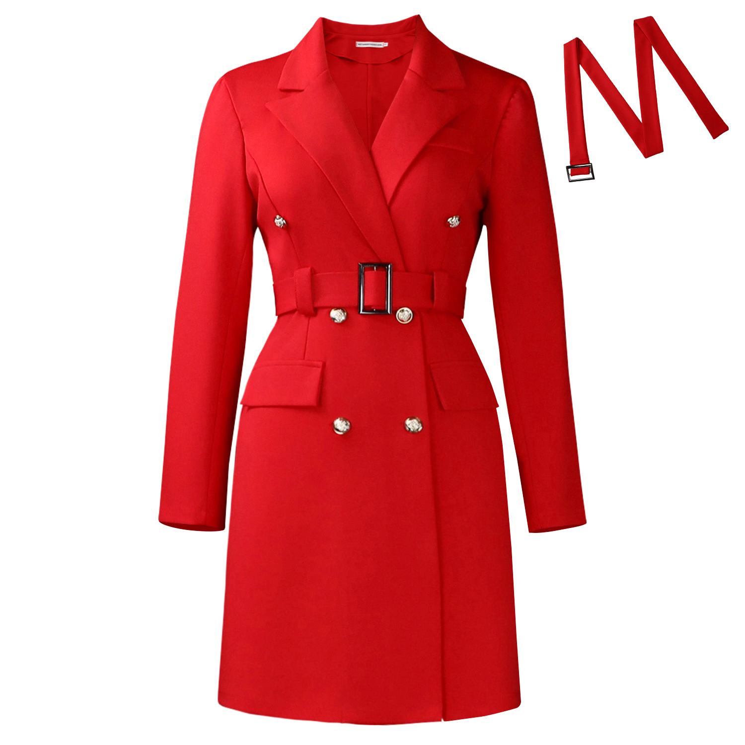 Long Sleeve Bodycon Dress Double Breasted Solid Color Elegant Style Perfect for Autumn and Winter Wholesale