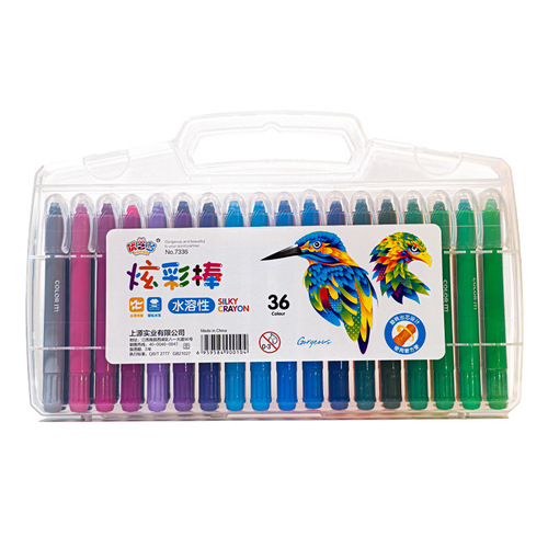 Rotating Colorful Wand Children's Safe and Non-toxic Kindergarten Washable No-Hand Dirty 12/24/36 Color Water-Soluble Crayons