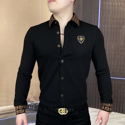 Slim fit herrkofta med lång ärm och krage för vardag_voghion.com