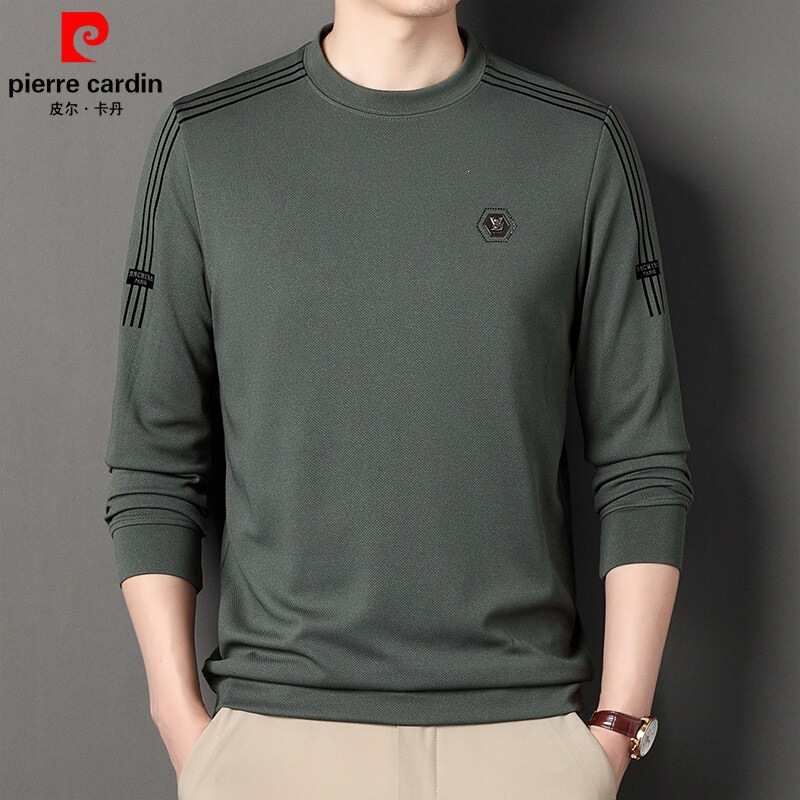 Pierre Cardin Spring and Autumn New Men's Mulberry Silk Long-Sleeve T-Shirt Round Neck Sweatshirt Loose Versatile Base Layer Men's Clothing Pierre Cardin Spring and Autumn New Men's Mulberry Silk Long-Sleeve T-Shirt Round Neck Sweatshirt Loose Versatile Base Layer Men's Clothing