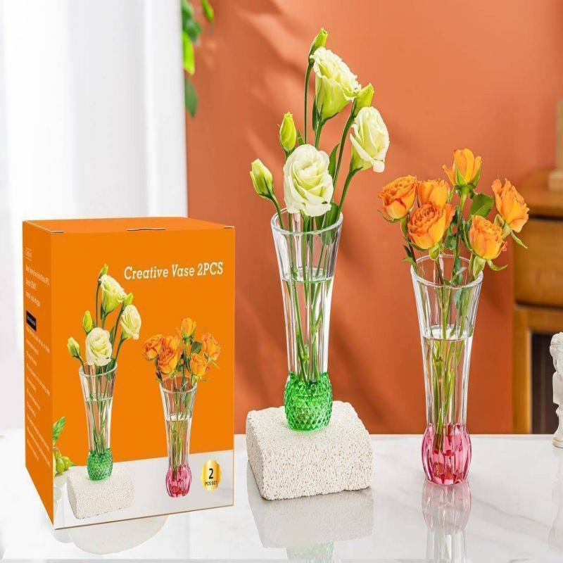 Creative vase, high-quality European-style glass vase, transparent and colorful hydroponic plant vase, living room decoration, flower arrangement vase Creative vase, high-quality European-style glass vase, transparent and colorful hydroponic plant vase, living room decoration, flower arrangement vase