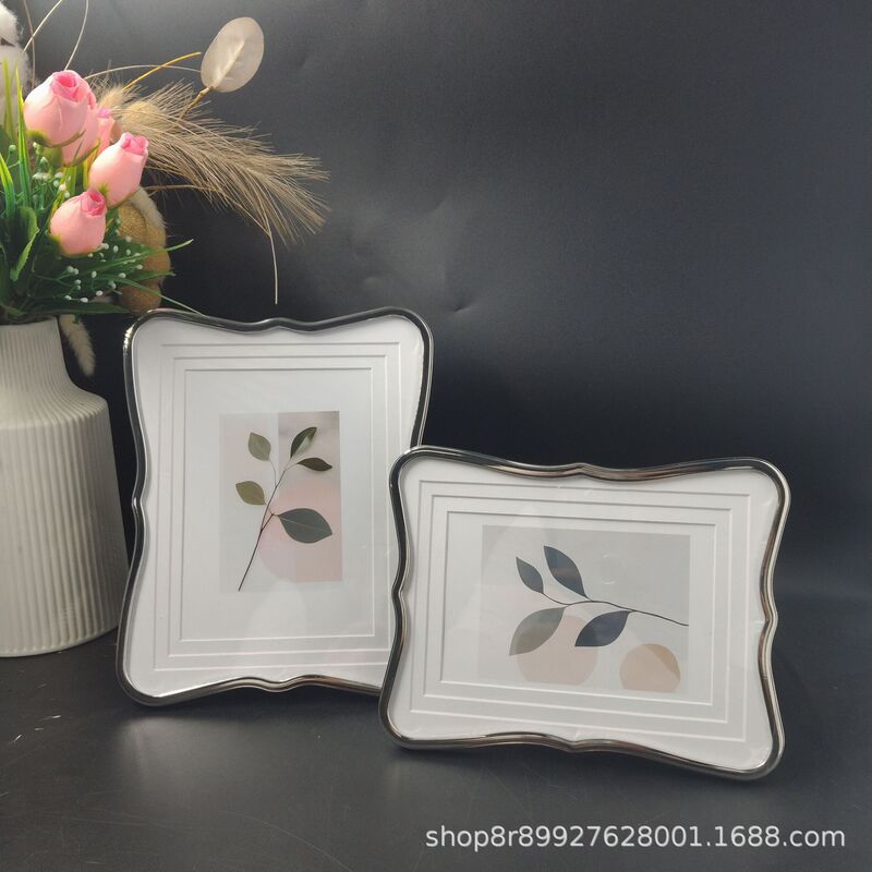 Simple Silver Metal Frame with Three-Layer Cardboard Inserts, Soft-Style Minimalist Photo Frame for Tabletop Display Simple Silver Metal Frame with Three-Layer Cardboard Inserts, Soft-Style Minimalist Photo Frame for Tabletop Display