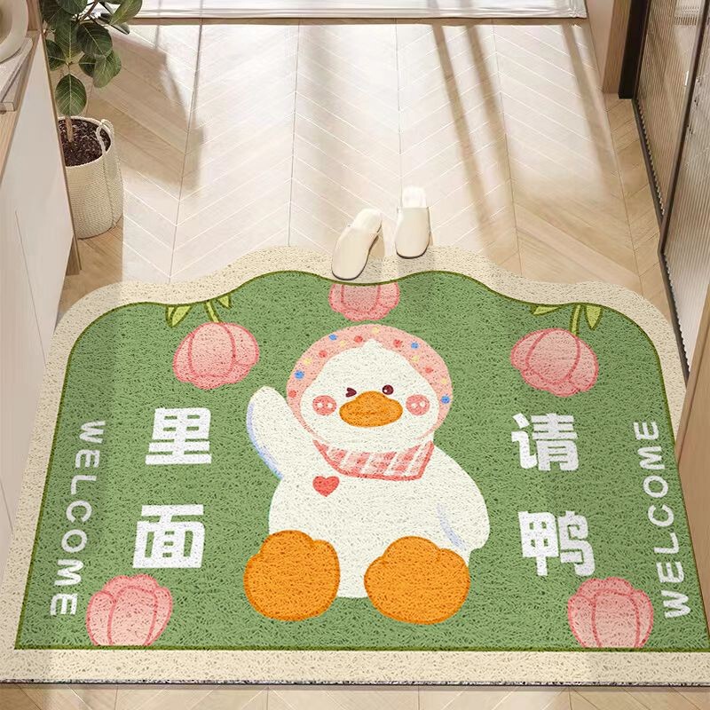 Little Duck Door Mat PVC Silk Ring Door Step Mat Entrance Carpet Mud Rubbing Mat Cartoon Entrance Floor Mat
