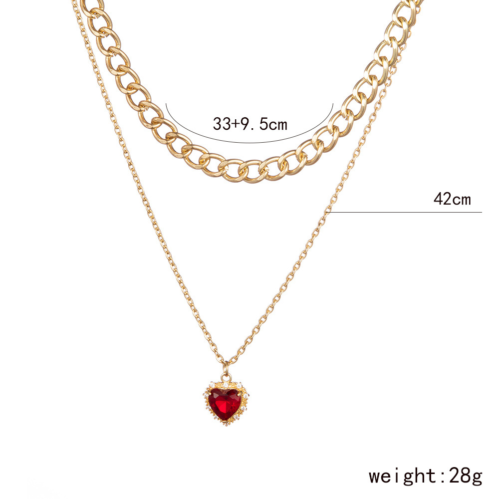 European And American New Simple Heart-shaped Pendent Multi-layer Necklace Female display picture 1