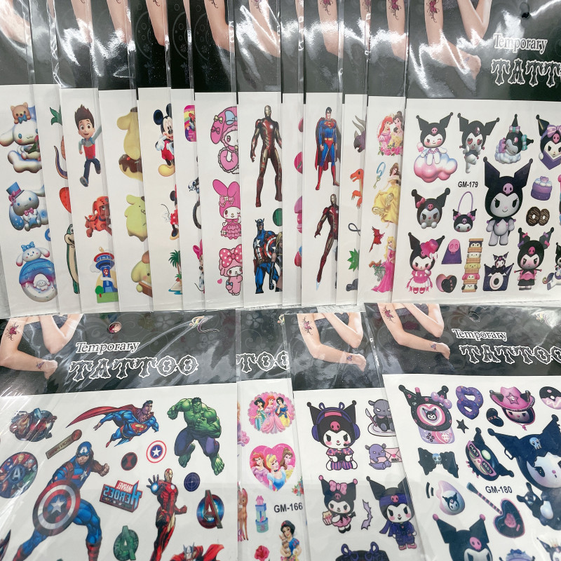 Cross-Border Amazon Children's Waterproof Cute Cartoon Tattoo Stickers Ice and Snow Princess Pikachu Water Transfer Stickers