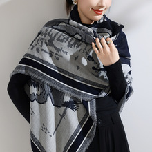 新款外单白厂羊毛大围巾针织围脖护颈空调房简约旅游高端大披肩女