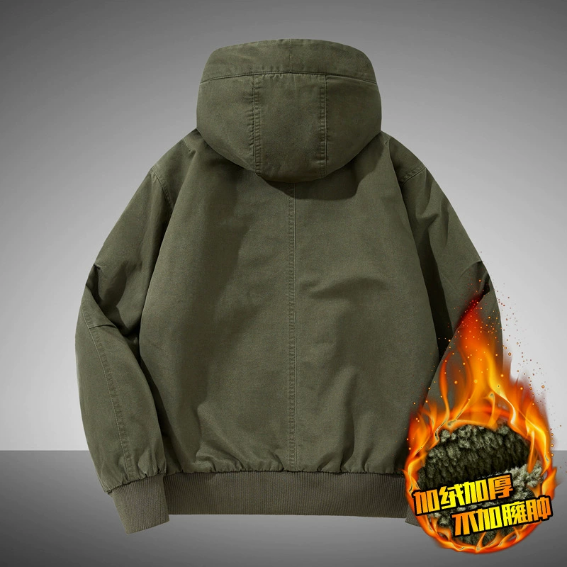 Winter windproof keep warm jacket with hood, plus size, increased thickness, American style