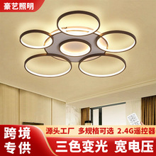 跨境卧室餐厅智能吸顶灯灯带遥控LED无极调光吸顶灯黑色创意灯具