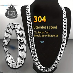 2pcs/set Stains Steel men's Necklace And Bangle set Hip
