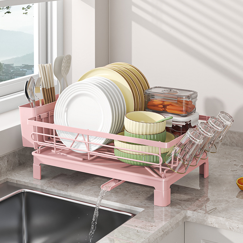 Estante de cocina para platos Estante de drenaje para platos Color multifuncional Azul Verde Amarillo Rosa Estante de almacenamiento para platos