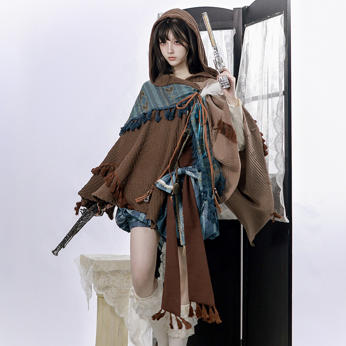 2026 Original Xiong Doujiang Design Sha Hu Youth Short Cape Lolita Outfit 7491