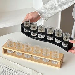 浮雕加厚宝石纹白酒杯架shot杯套装一口杯野格烈酒杯家用鸡尾酒杯