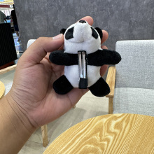 可爱熊猫带夹子 网红趴趴熊猫公仔 立体毛绒熊猫服装箱包配饰